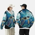thumbnail image 4 of Saiise Watercolor Turtle4 Pattern Sun Protection Hoodie for Men and Women, Lightweight Quick-Dry Windproof with Hood and Zip-3X-Large, 4 of 7