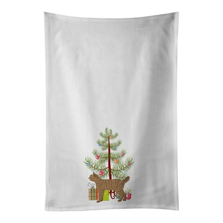 

Highlander Lynx #1 Cat Merry Christmas White Kitchen Towel Set of 2 19 in x 28 in
