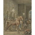 thumbnail image 2 of Tethart Philip Christian Haag 12x14 Gold Ornate Wood Frame and Double Matted Museum Art Print Titled - Stable Interior (1780), 2 of 4
