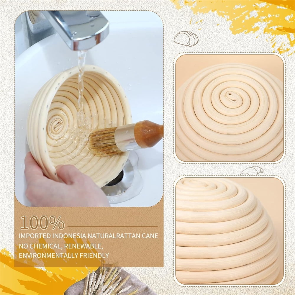 Duslogis 5 inch Banneton Bread Proofing Basket Set of 6, Mini Sourdough Bread Baking Supplies, Small Banneton Basket Proofing Baskets for Sourdough Bread Baking