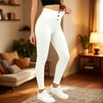 thumbnail image 2 of yeiolnoer Leggings for Women Elastic High Waisted Pants Full Length Textured Slim Fit Yoga Pant for Fall Winter(White,X-Large), 2 of 5