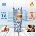 thumbnail image 4 of 40oz Daisy Tumbler with Handle Lid and Straw,Cute Floral Tumblers Gifts for Women Girls Men Adults（Light-blue）, 4 of 7