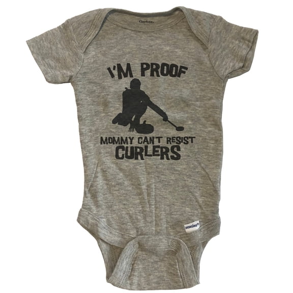 I'm Proof Mommy Can't Resist Curlers Funny Curling Baby Bodysuit - Grey