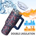 thumbnail image 5 of OBREWU Pioneer Flower Tumbler with Handle and Lid,40oz Pioneer Flower Double Wall Vacuum Insulated Tumbler,Pioneer Flower Cups Gift for Women and Men, 5 of 7