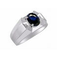 thumbnail image 3 of RYLOS Men's Rings Sterling Silver Rings Classic Designer  9X7MM Oval Gemstone &  Diamond Ring Sapphire September Birthstone Ring Size 11, 3 of 7