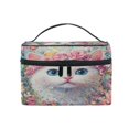 thumbnail image 2 of DIXRUYEE Train Case Cosmetics Organizer Fashion Cat Surrounded by Pink Roses Printed Size: 9x6.2x6.5 in, 2 of 5