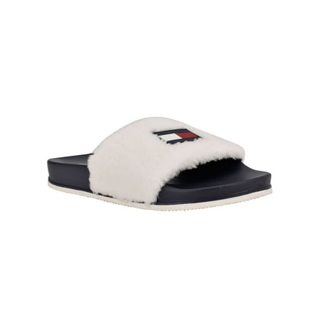 

TOMMY HILFIGER Womens Light Natural Beige Logo Dezia Round Toe Slip On Slide Sandals 9 M
