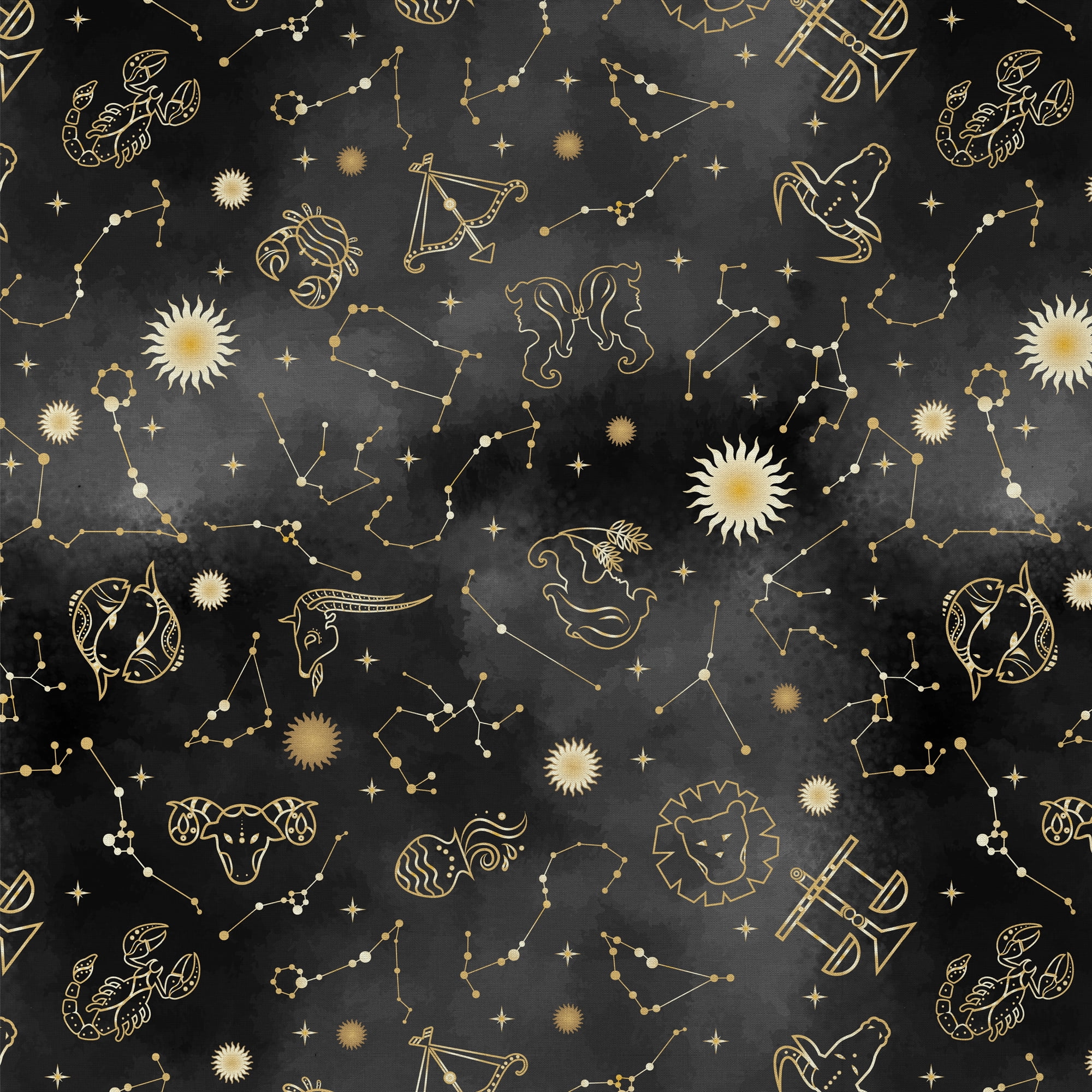 (2 pack) 1 Yard 100% Cotton Zodiacs, Multi-color, 44" Wide for Quilting & Sewing by David Textiles