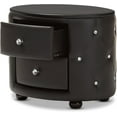 thumbnail image 3 of Glamour Style Oval 2-Drawer Faux Leather Upholstered Nightstand, Medium, Black, 3 of 6