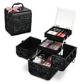 thumbnail image 3 of Byootique Makeup Train Case Cosmetic Organizer w/ Mirror Classic Black Artist, 3 of 10
