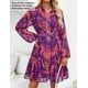 thumbnail image 2 of Vestido ZESICA Minivestido floral de manga larga de otoño 2025, morado, 2 of 6