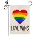 thumbnail image 1 of Newhomestyle LGBT Pride Rainbow Garden Flag 12×18 Inch Love Wins Heart Small Vertical Double Sided Seasonal Outside Decor for Yard Farmhouse, 1 of 4