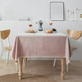 thumbnail image 2 of ZToonmas Faux Linen Tablecloth with Lace Trim Pink Washable Tablecloth Solid Heavy Weight Rectangle Table Cover for Kitchen Dinning Decoration 55" x 55", 2 of 8