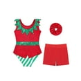 thumbnail image 4 of TTAO Christmas Gymnastics Leotards for Girls Dance Ballet Outfits Tumbling Biketard with Shorts and Hairband Set Red 6, 4 of 5