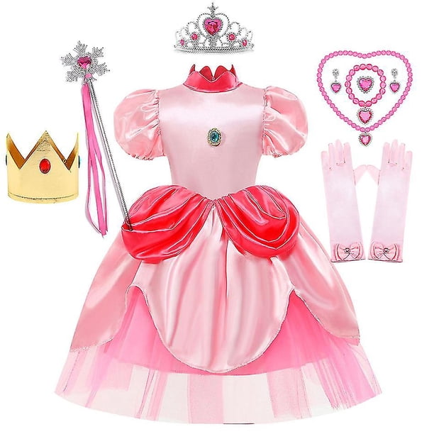 Peach Princess Dress For Girl Halloween Cosplay Costume Children Stage Performance Clothes Kids Birthday Carnival Party Outfits zhangyuxiang LED