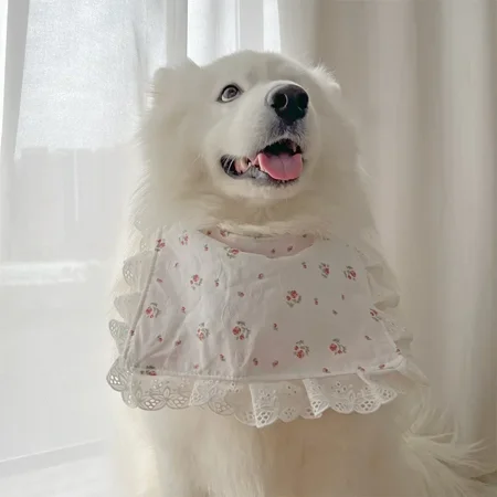 Pet Original Design Pearl Bandana for Large Dogs Medium Cat Pet Collar Satsuma Golden Hair Collar Scarf Dog Jewelry (B L)