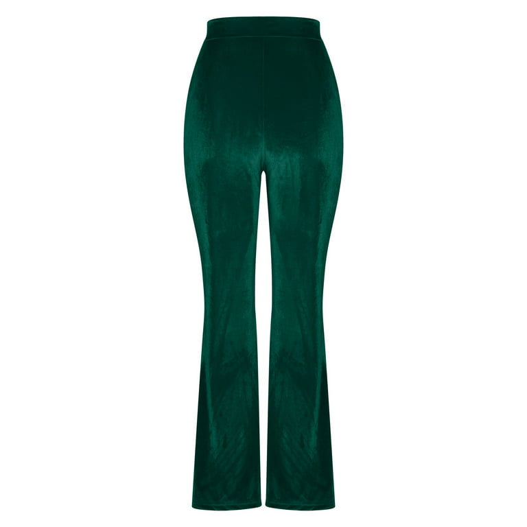Bell Bottom Pants for Women High Rise Solid Color Thread Flare Pants  Stretchy Fit Bootleg Trousers for Party (XX-Large, Green)