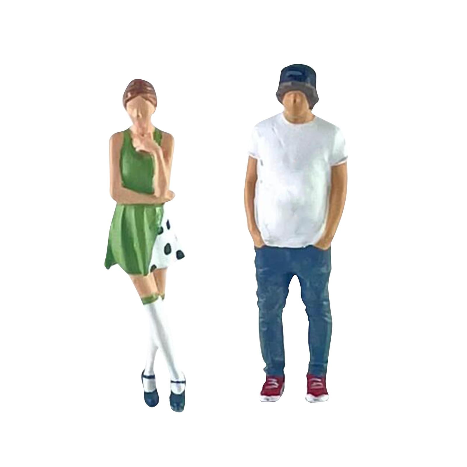 Rushawy 1/64 Woman and Man Figures S Gauge Mini People Fairy Garden Resin Decoration