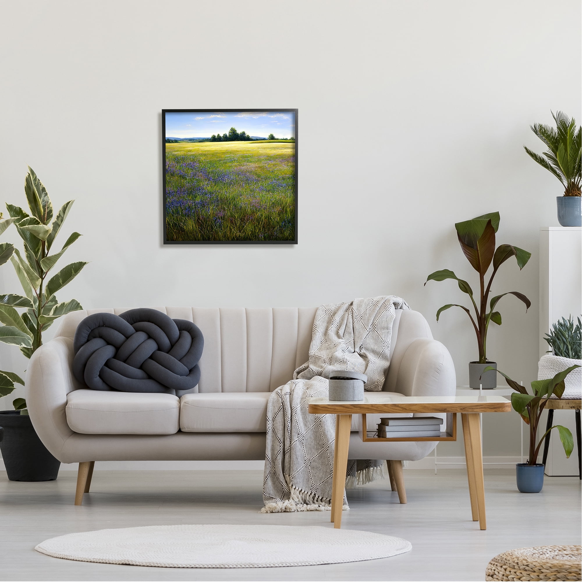 Stupell Industries Vast Meadow Landscape Landscape Painting Black Framed Art Print Wall Art, 24 x 24