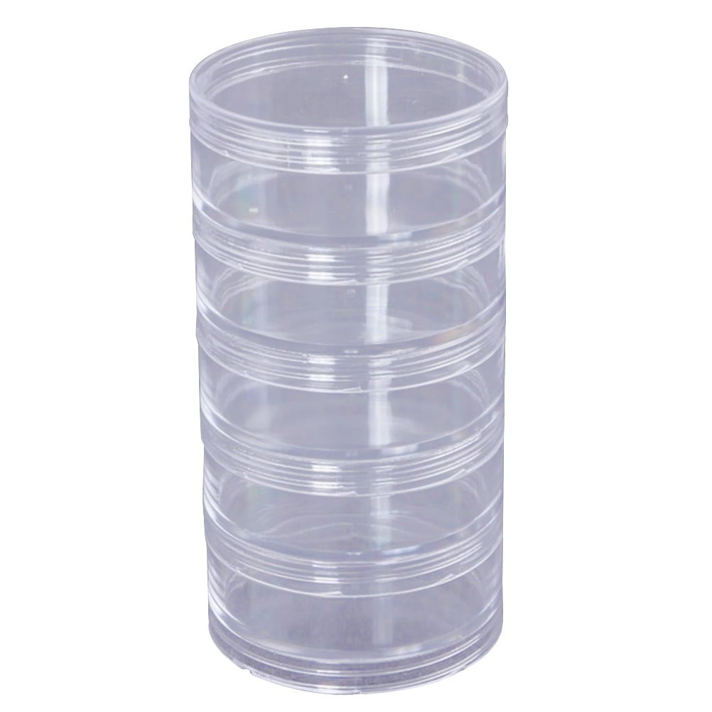  TDOTM 4/5 Layer Beads Storage Organizer, Stackable Transparent  Round Cylinder Plastic Cosmetics Jewelry Beads Sewing Pills Storage Jars  Container Box (4Layer) : Arts, Crafts & Sewing