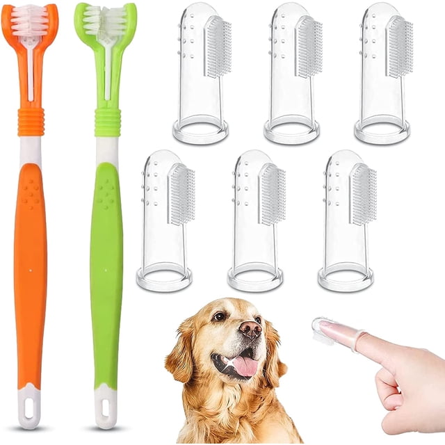 Juego de 8 cepillos de dientes para mascotas, cepillo de dedo para perros, cepillo de dedo de silicona para perros y gatos, mejora la higiene bucal.