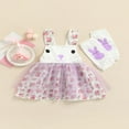 thumbnail image 3 of Robe de Pâques pour Bébé Fille, Nourrisson et Tout-Petit, Imprimé Floral Bunny Tutu, Robes de Fête, Violet, 2-3 Ans, 3 of 9