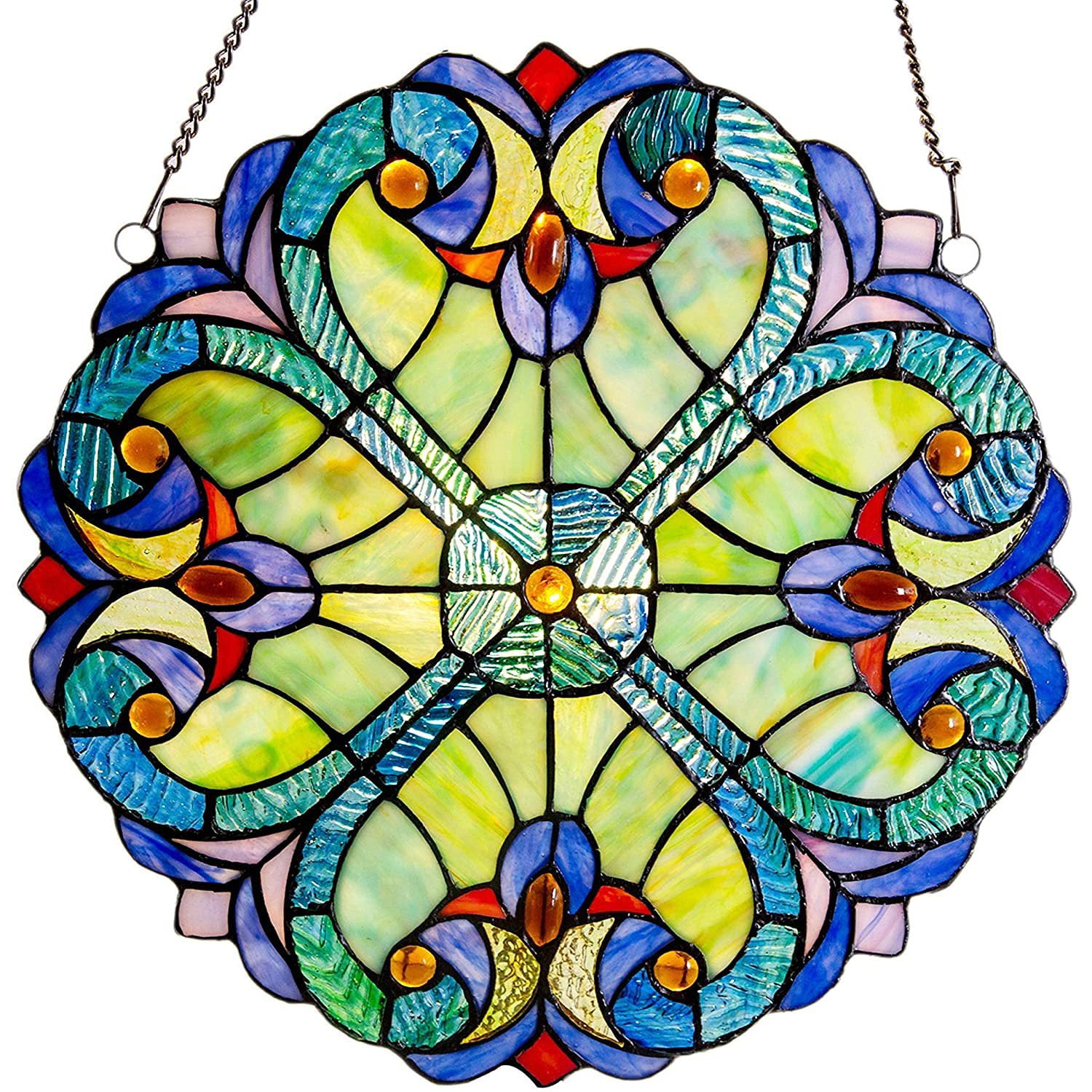 10inch Vintage Style Colorful Stained Glass Window Panel Suncatcher Garden US 