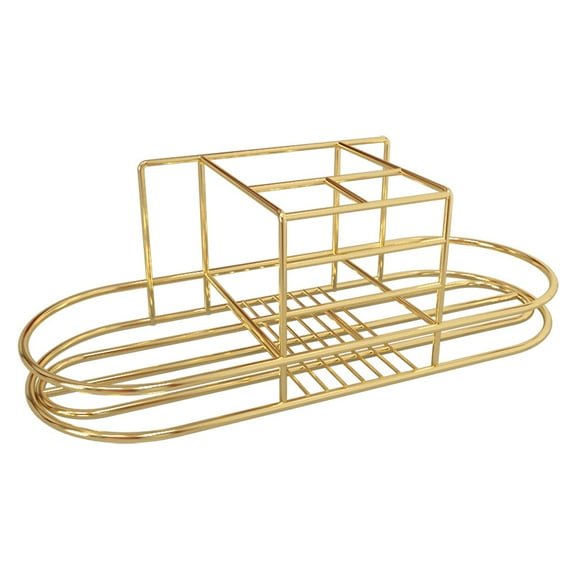 MEIBUTYUP Iron Toothbrush Holder Golden Finish Bathroom Storage Organizer for Home Use 1 Pc