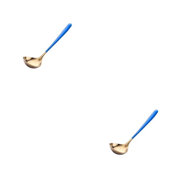 Yuarrent Cuchara para salsa de acero inoxidable, espejo portátil, pulido, brillante, liso, plateado, para cocina, restaurante, cuchara para oro azul 2piezas