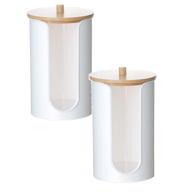 Oleegame 2 Pcs Repose-Cuillère et Couvercle Acrylique Moderne Compact Petit Distributeur Jetable de Gobelets en Papier Support de Rangement pour Rincer des Gobelets sur des Comptoirs de Meuble-Lavabo de Salle de Bain Gobelets Non Inclus Blanc