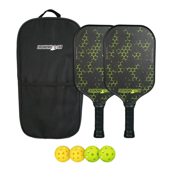 Pickleball Paddles, Carbon Fiber Pickleball Paddle with 16mm Polypropylene Honeycomb Core, pickleball paddles set of 2 for Men Women Beginners