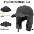 thumbnail image 3 of Winter Trapper Hat, IC ICLOVER Unisex Ushanka Hunting Hat Russian Trooper Ear Flap Chin Strap Hat with Windproof Mask-Keep Warm in Cold Weather-Dark Gray, 3 of 10