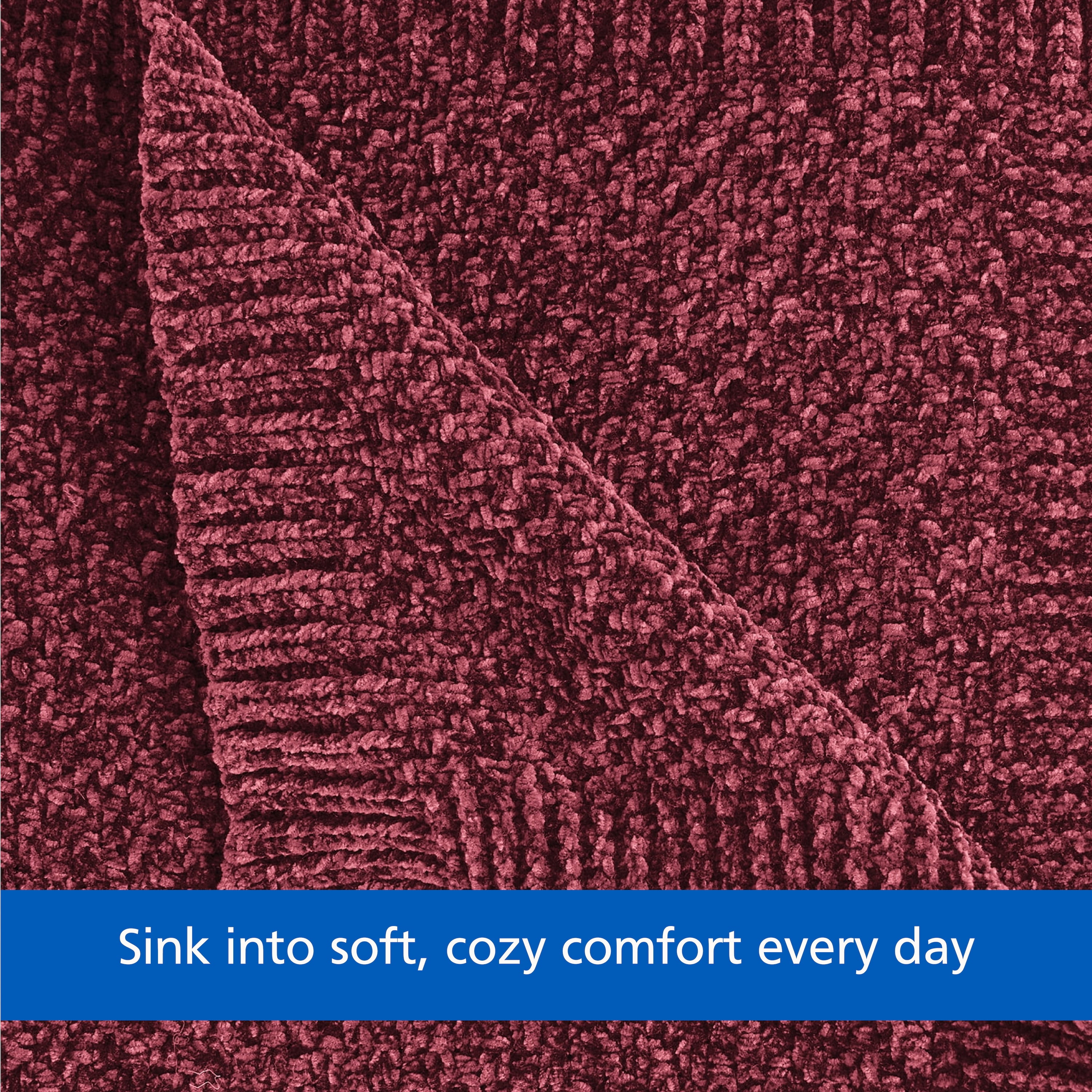 Mainstays Chenille Oversized Couch Throw Blanket, Black Crimson, 50 x 72 in