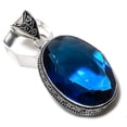 thumbnail image 2 of Natural London Blue Topaz Gemstone 925 Sterling Silver Pendant 2.25", 2 of 2