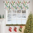 thumbnail image 4 of Christmas Tree Valances for Windows, 54 x 18in, Green Pink Blue Trees Winter Plant Rod Pocket Kitchen Valance Curtain Light Filtering Window Treatments for Living Room Bedroom, 1 Panel, 4 of 7