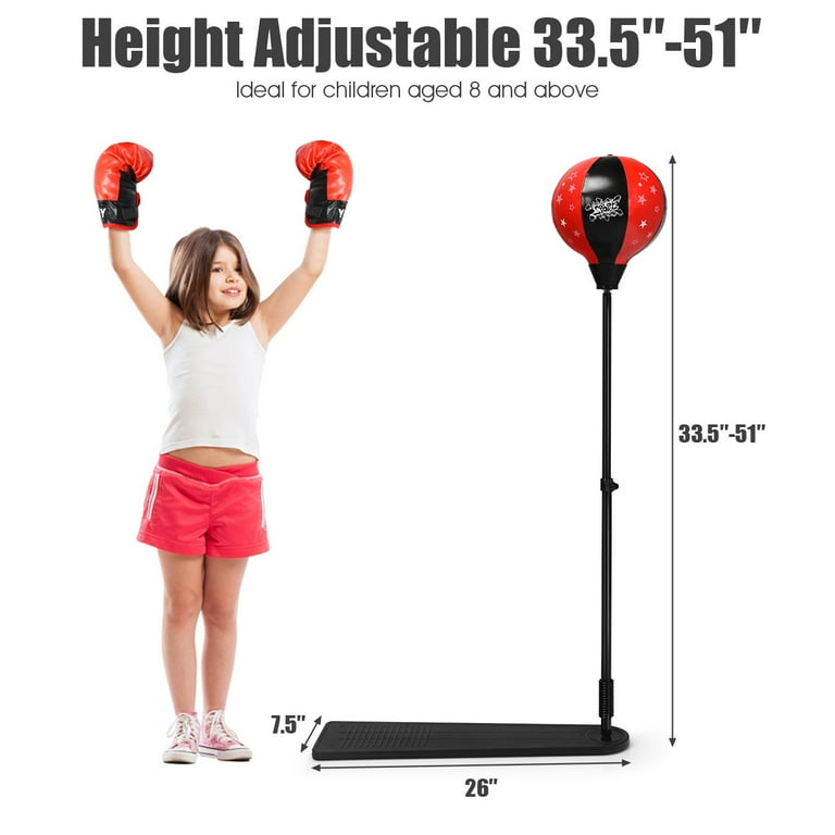 Costway Kids Punching Bag W/adjustable Stand Boxing Gloves Boxing Set, Red  : Target