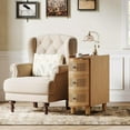 thumbnail image 5 of Tribesigns Solid Wood End Table, 3-Drawer Rattan Side Table, Night Stand with 3 Rattan Drawers, 5 of 7