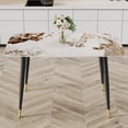 thumbnail image 2 of 50'' Faux Marble Dining Table for 4-6,Imitation Marble Patterned Dinner Table with Metal Black Plated Legs,Small Dining Table,Minimalist Dining Table for Kitchen,Living Room, 2 of 18