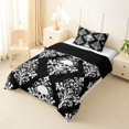 thumbnail image 2 of Homewish Spooky Halloween Skull Twin Comforter Sets,Retro Damask Bedding Set,Black White,Black Reversible,2pcs,1 Comforter and 1 Pillowcase, 2 of 7