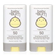 Baby Bum Mineral Sunscreen Face Stick - SPF 50 - UVA,UVB Face and Body Protection - Fragrance Free Safe for Sensitive Skin- Travel Size 0.45 Ounce (Pack of 2)