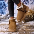 thumbnail image 6 of WAVSUF Women's Fleece Winter Boots Soft Sole Wide Width Anti Slip Winter Snow Flat Ankle Boots Brown 10, 6 of 8