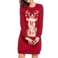 thumbnail image 1 of Robe à Manches Longues Imprimé de Noël pour Femmes, Mini Robe pour Dames, 1 of 3