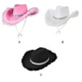 thumbnail image 4 of Jumpingount Sombrero de vaquero de discoteca de tela, accesorio de moda para salidas nocturnas elegantes, sombrero de vaquera, sombrero de campo, Sombreros Blanco, 4 of 6