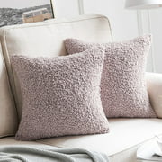 AIRI 18" x 18" Blush Boucle Soft Textured Fabric Set of 2 Decorative Throw Pillow
