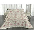 thumbnail image 2 of Ambesonne Flowers Vintage Quilted Bedspread Set 3 Pcs, Cottagecore Rose, Queen, Cream Pale Pink Blush, 2 of 4