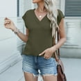thumbnail image 6 of Prolriy Shirts for Women Summer Tops for Women Loose Bat Sleeve Tee Shirt Short Sleeve Blouse Casual Shirts V Neck Tunic Tops Womens Tops Spring Summer Tops for Women Army Green L, 6 of 9