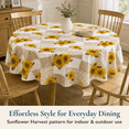thumbnail image 2 of ComfiTime Vinyl Tablecloth - 60 Round Wipeable Plastic Table Cover, Flannel-Backed, Waterproof, Easy-Clean, Sunflower, 2 of 10