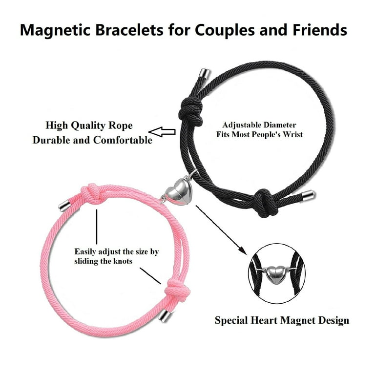 2pcs Heart Magnetic Attraction Bracelet Custom Engraving Bracelet