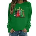 thumbnail image 2 of Cavosen Christmas Womens Crewneck Sweatshirts Oversize Xmas Cute Tree Print Pullover Sweatshirts Raglan Long Sleeve Casual Loose Sweatshirt Tops Fall Winter Festival Party Clothes, 2 of 4