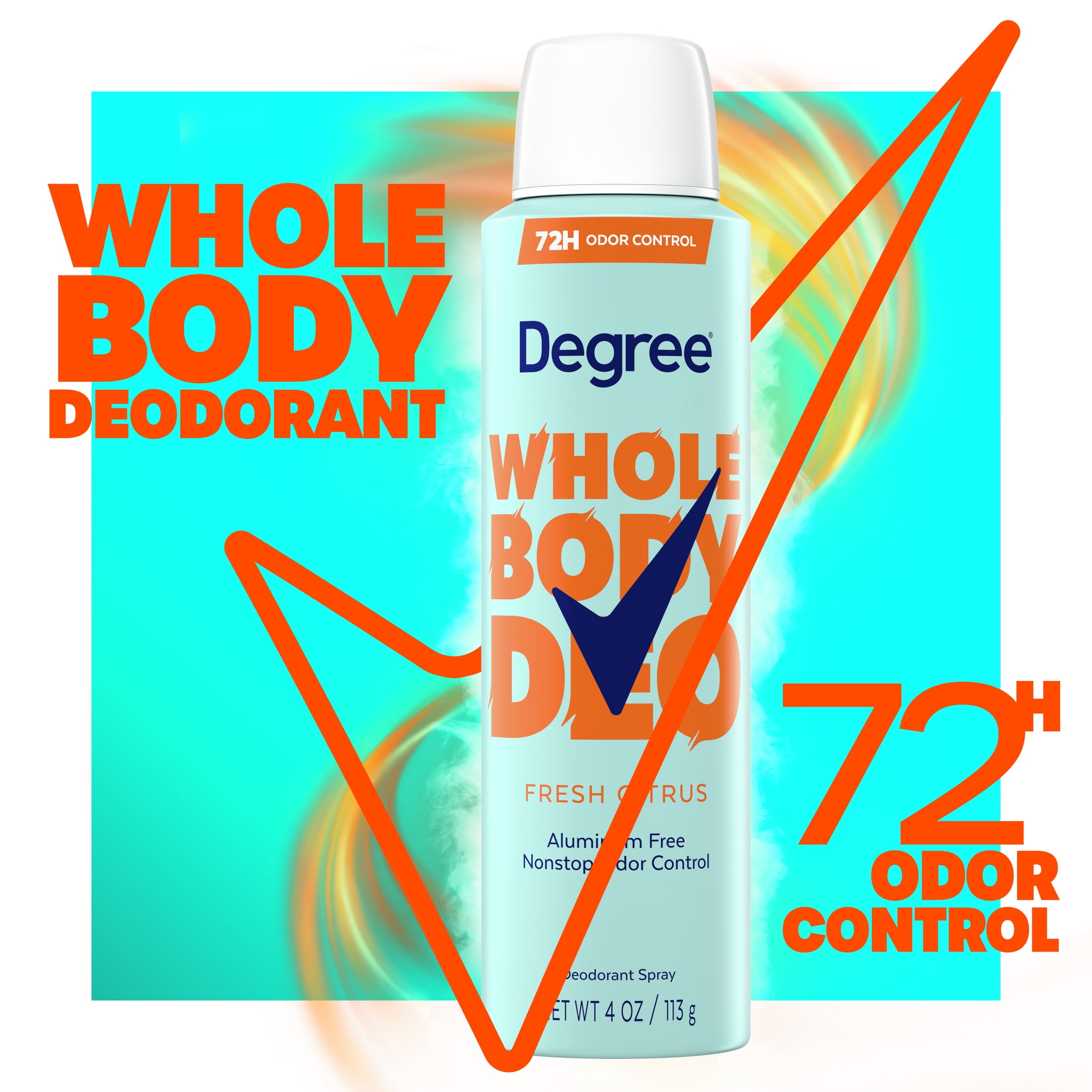 Degree Women Whole Body Deodorant Spray for Women Fresh Citrus Scent Aluminum Free, 4 oz